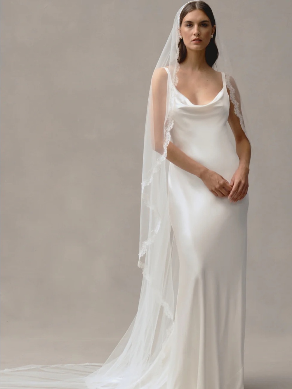 Alexandra Grecco Theo Lace Trim Chapel length Veil